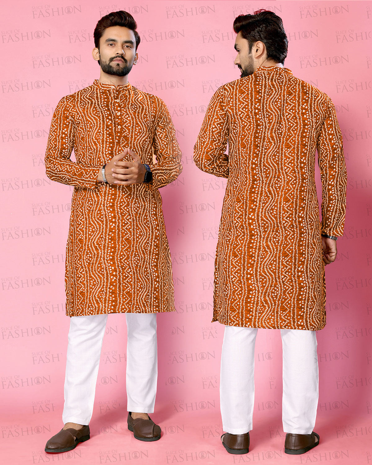 Mustard Champa Notch Collar Handloom A-Line Kurta