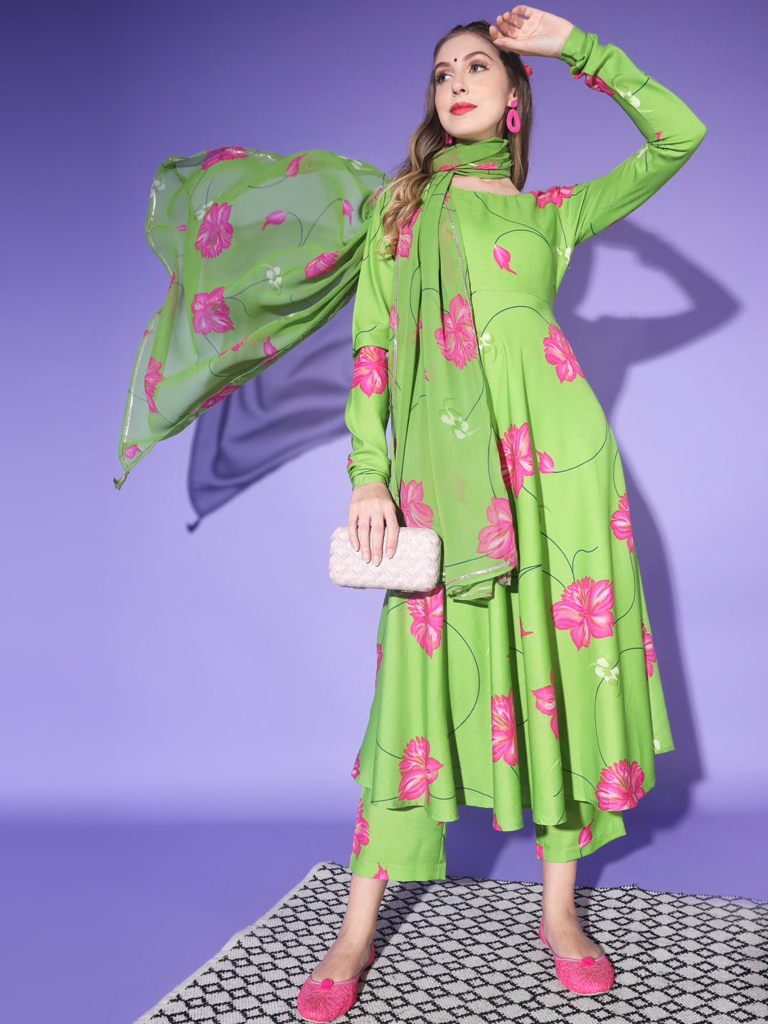 P Green Boat Neck Kurta Sets The Fab Factory p-green-boat-neck-kurta-sets-the-fab-factory